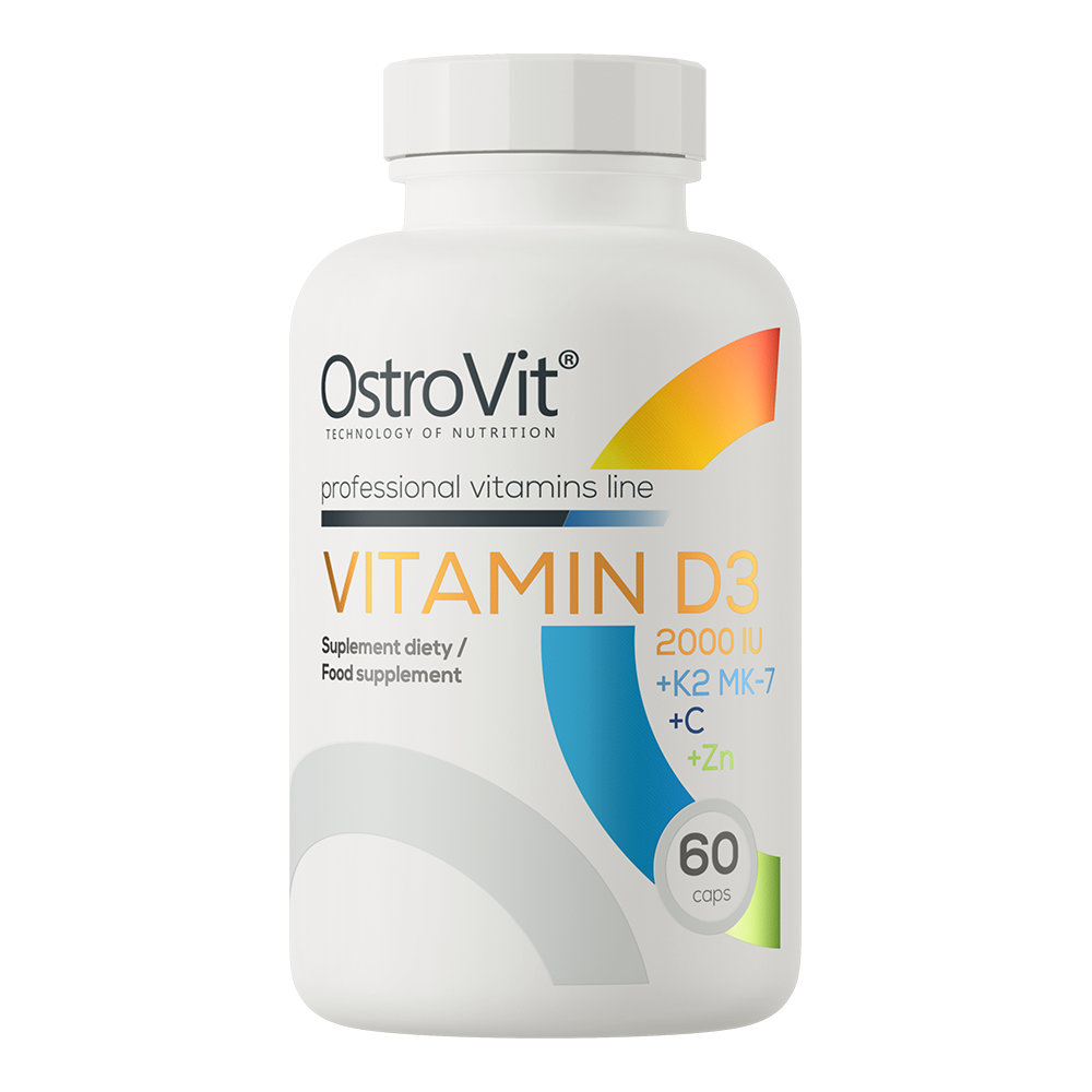 Vitamín D3 2000 IU + K2 MK-7 + Vitamín C + Zinok (60 kapsúl) - OstroVit